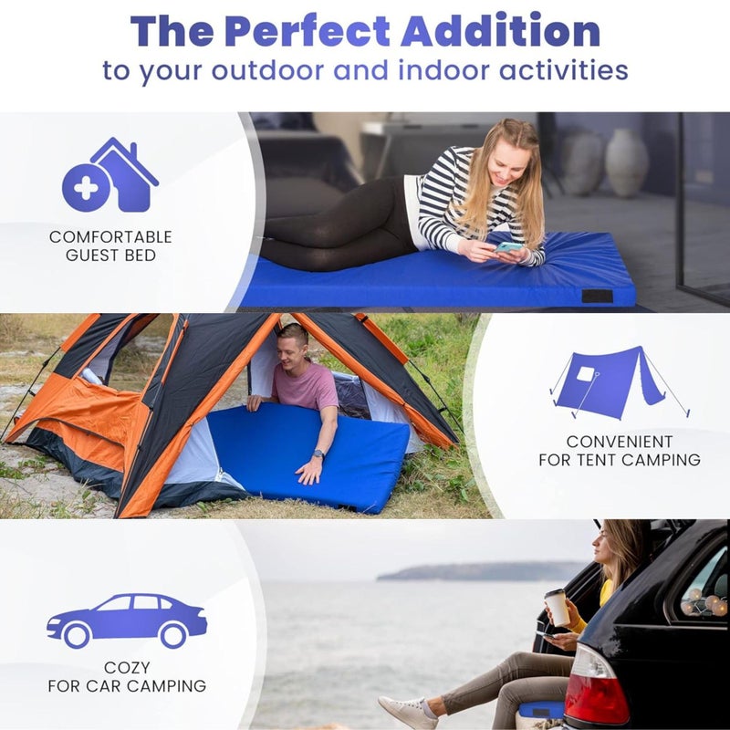Hazli Matrix Comfort-Cell Memory Foam Camping Mattress Pad - Roll Up Mattress for Adults - Portable Cot Sleeping Pad for Camping -Floor Mat or Bed Roll for Car, SUV - Single 75"x30"x3" - Navy Blue - Image 4